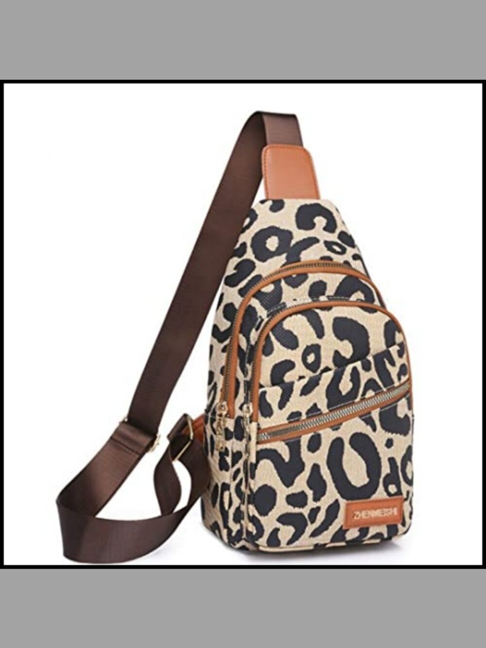 Leopard Print Faux Leather Crossbody Sling Backpack Chest Bag